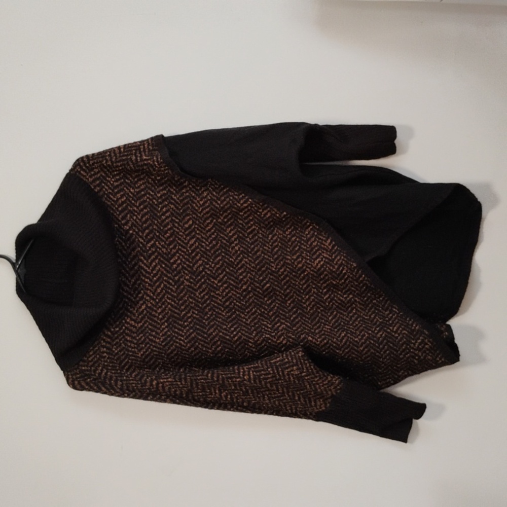 Curio | Vintage Black + Brown Cowl Neck Cocoon Bat-Wing Sweater | Women's S/M